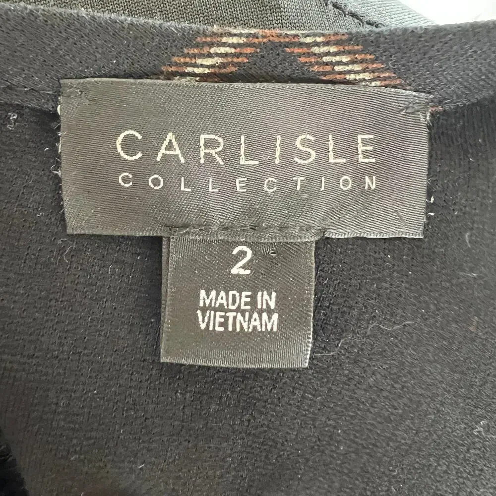 Carlisle Collection Black Brown Window Pane Check Long Sleeve Fitted Blouse Sz 2